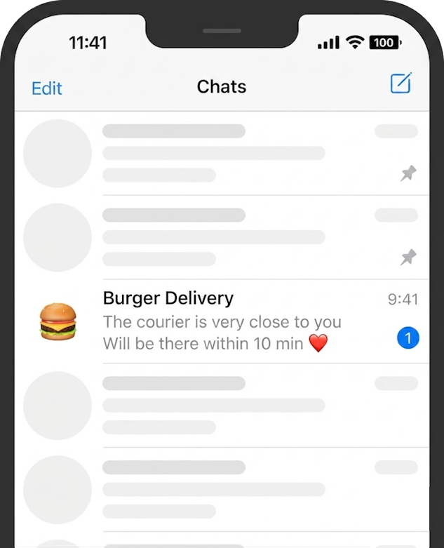 Telegram chat list showing saved Mazayka store bot